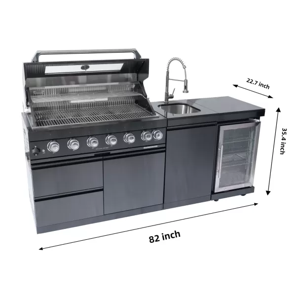 304 Stainless Steel BBQ Grills Outdoor Kitchen With Refrigerator Sink ...
