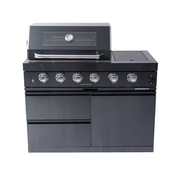 4+1 Burner Stainless Steel BBQ Grill, 21.3 KW, 72 000BTU High Power Outdoor BBQ Grill with Side Burners - SK-4B03
