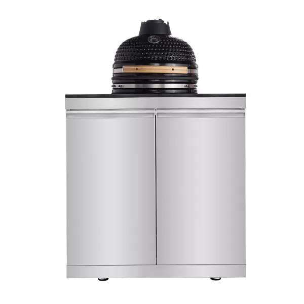 3728×576×900mm SS BBQ Outdoor Kitchen Cabinet Set With 6 Burner Grill,Double Door Sink Cabinet,Double Door Refrigerator Cabinet,Cabinet Ceramic Kamado Egg BBQ Grill - SC-P306-1A