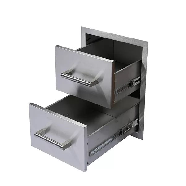 413×533.5×521mm 304 Stainless Steel Flush Double Drawer