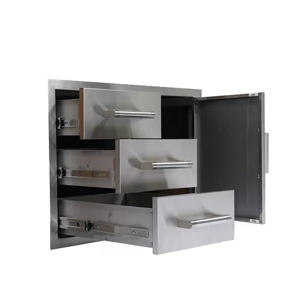 762×508×521mm 304 Stainless Steel Triple Drawer with Door - NLS-30TDDC