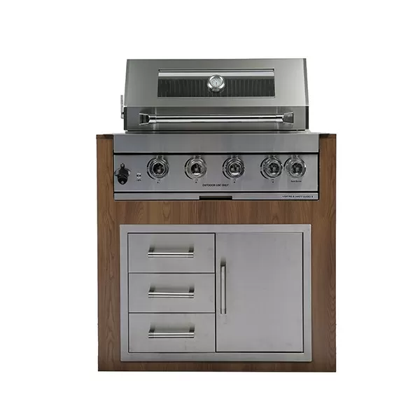 762×508×521mm 304 Stainless Steel Triple Drawer with Door - NLS-30TDDC