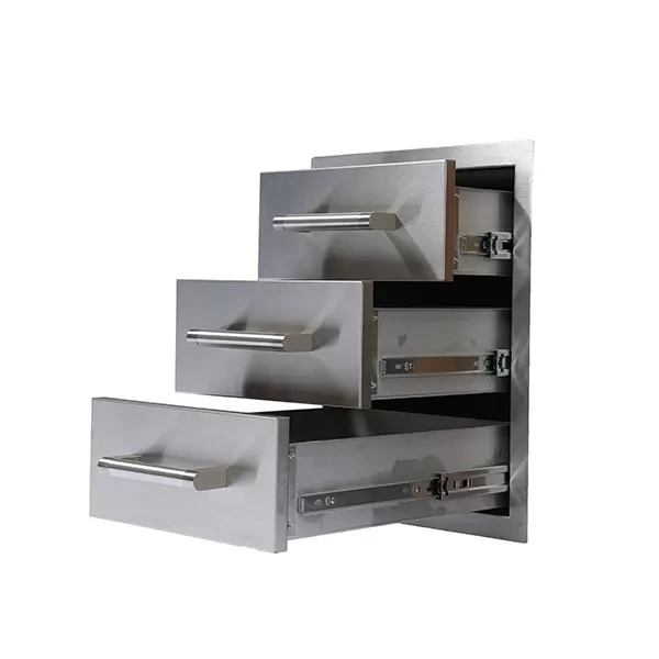 413×533.5×521mm 304 Stainless Steel Flush Triple Drawer - NLS-16TD