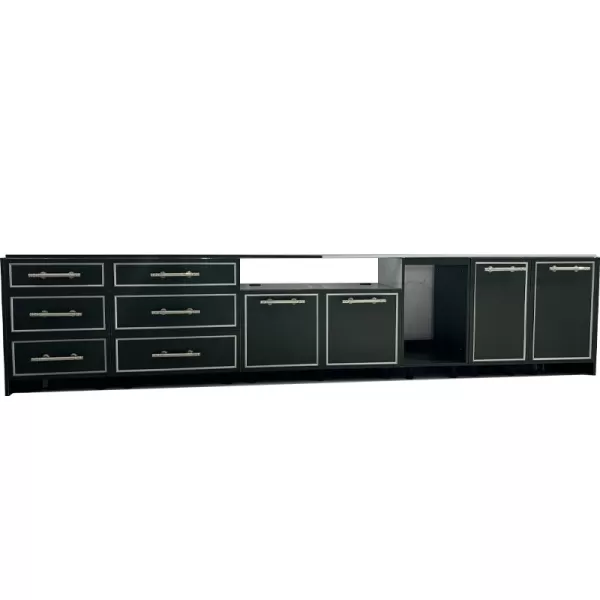 Custom Black BBQ Outdoor Kitchen Cabinet Set With Handle Drawer Door