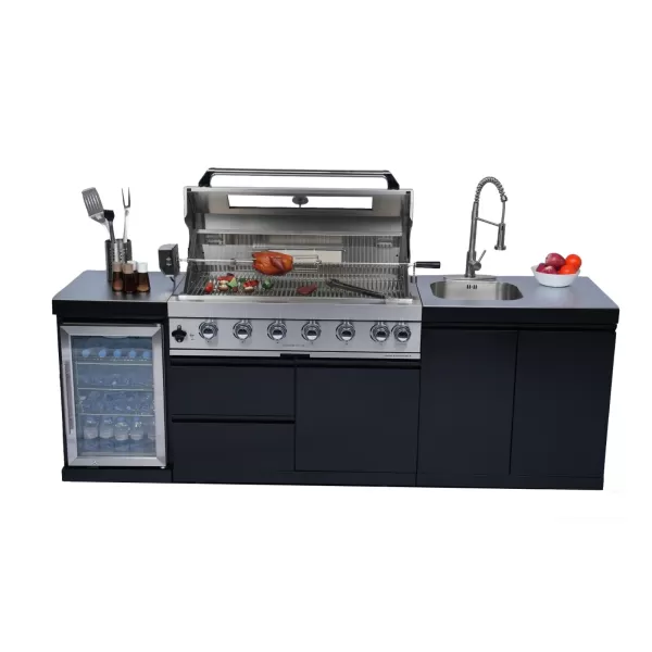 304 Stainless Steel BBQ Grills Outdoor Kitchen With Refrigerator Sink ...