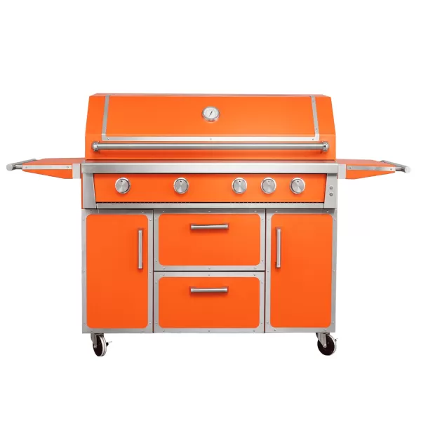 49.3×49×26.1inch High-end Orange BBQ 4 Burner Stainless Steel Grill